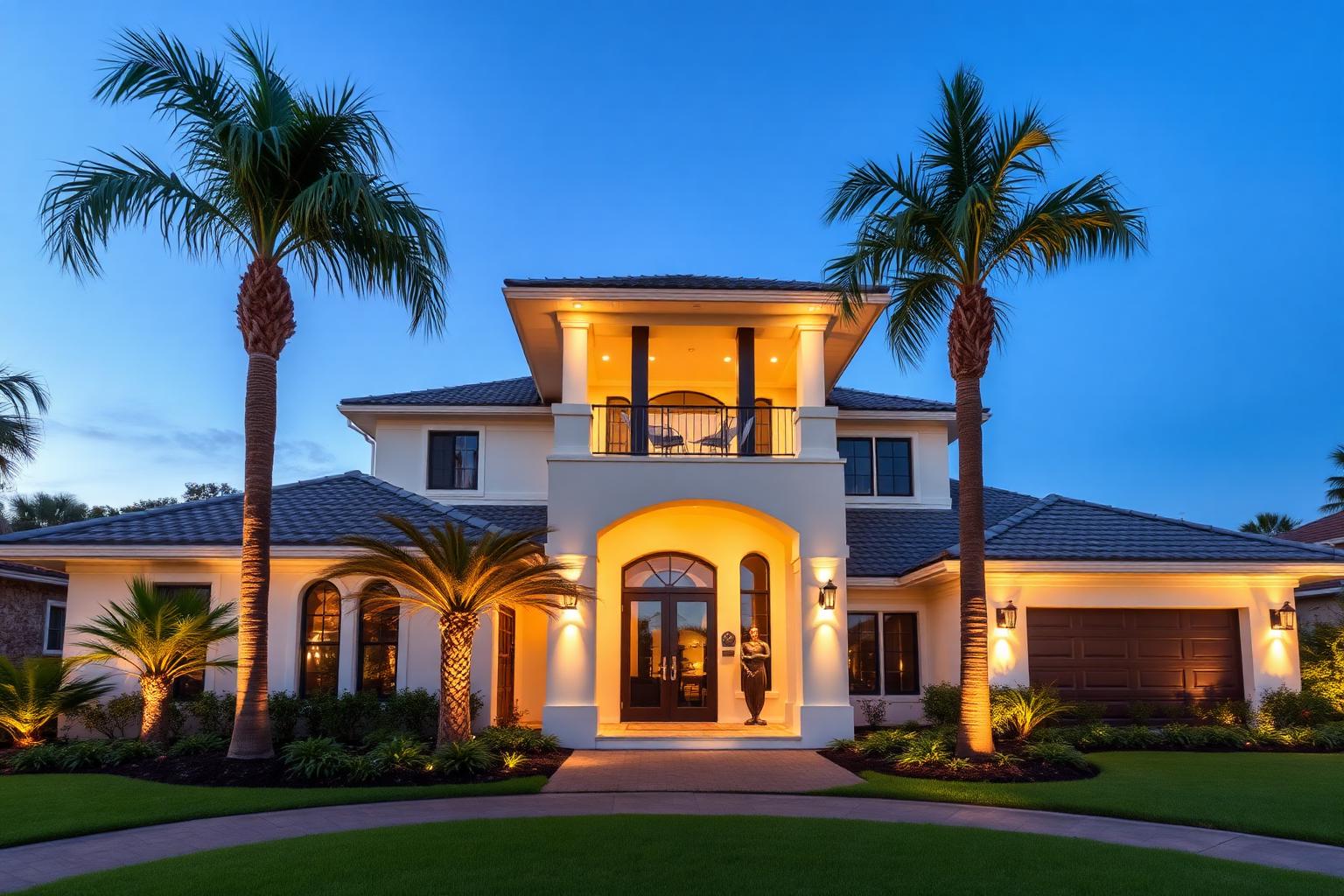 Dock-to-house lighting composition, waterfront residence